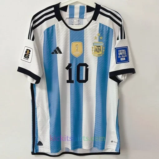 Buy #10 Messi Argentina Home Three Stars Shirt 2022 Player Version